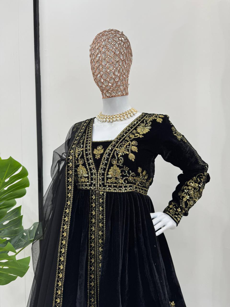 Black velvet 3 piece outfit