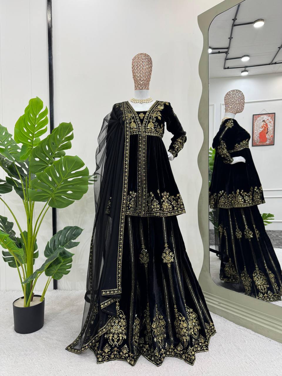 Black velvet 3 piece outfit