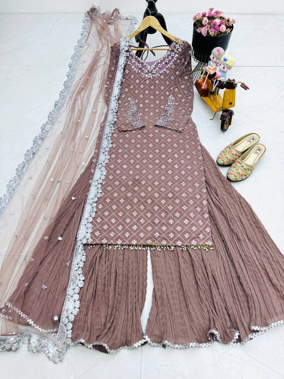 Crinkled Pink Sharara