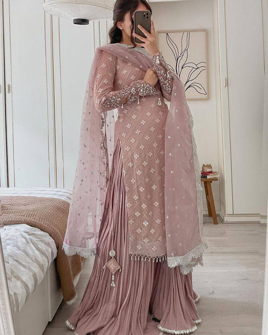 Crinkled Pink Sharara